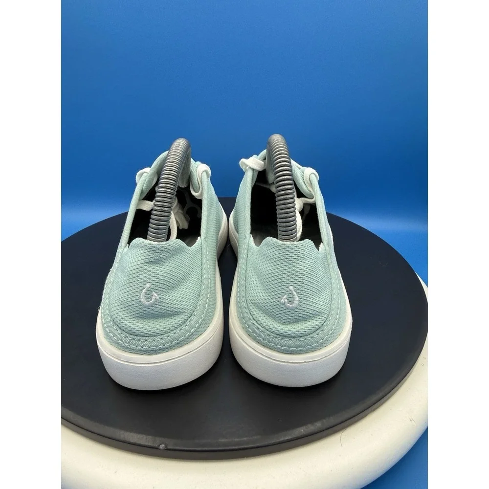 Olukai Pehuea Li Womens Size 8.5 Pale Aqua White Casual Lace Up Slip On‎ Shoes